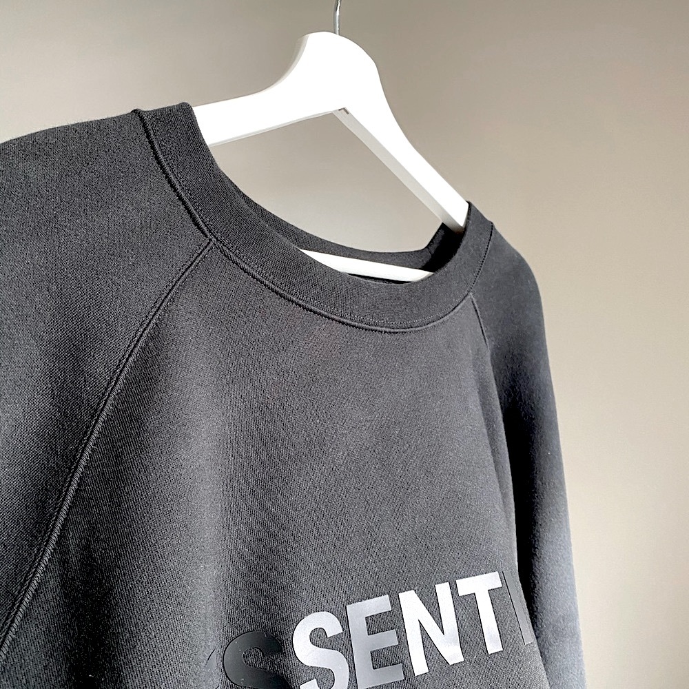 FOG fear of God essentials charcoal black crewneck sweater streetwear hoodie